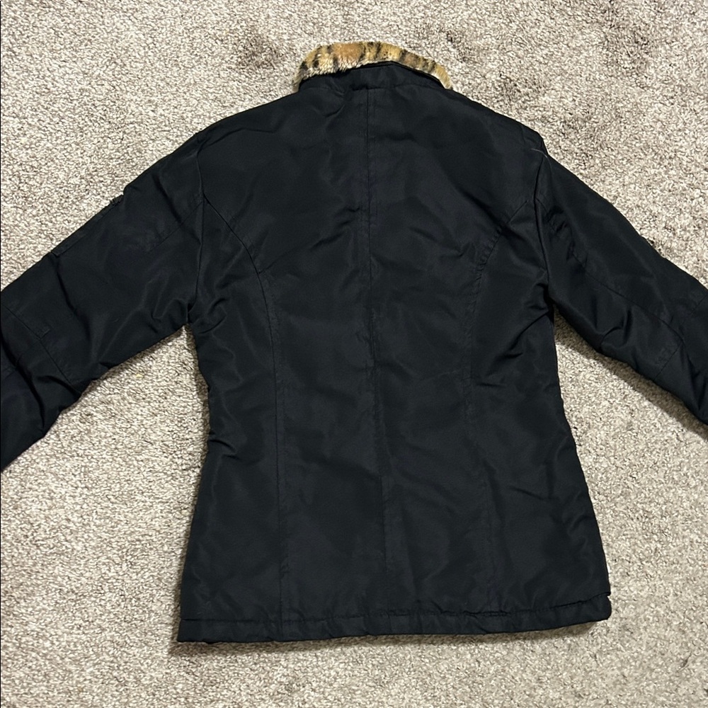 Urban Republic Kids Black Jacket with Animal Print Lining - Picture 3 of 4